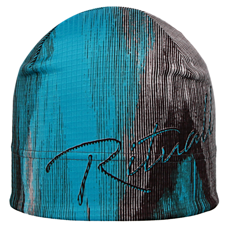 čepice PW BAREVNÉ PRUHY, černá/tyrkysová