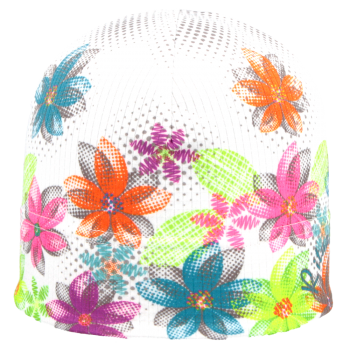 čepice PW BAREVNÉ KVĚTY, bílá/mix